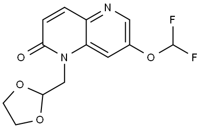 7-(二氟甲氧基)-1-(1,3-二氧戊环-2-基甲基)-1,5-萘啶-2(1H)-酮 结构式
