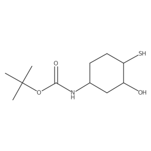 N-[(1R,3R,4R)-3-羟基-4-巯基环己基]氨基甲酸叔丁酯 结构式