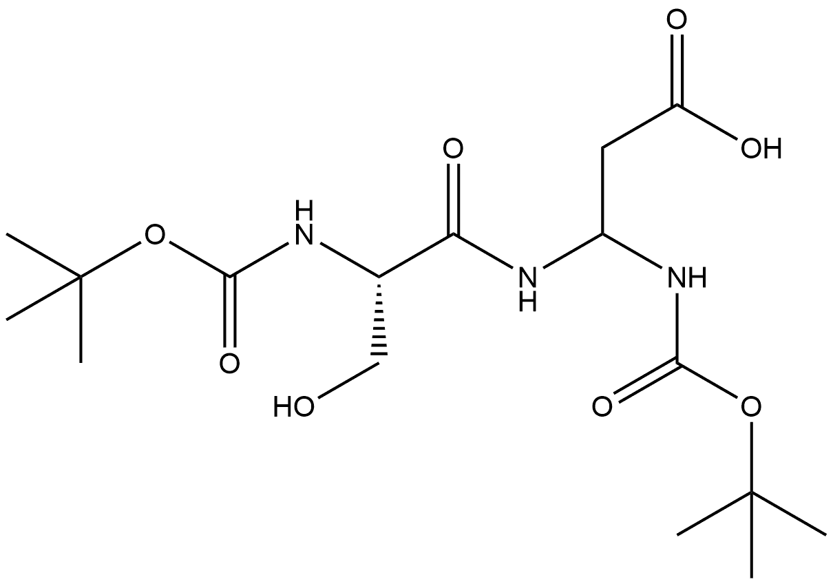 β-丙氨酸，L-2-[[(1,1-二甲基乙氧基)羰基]氨基]-N-[N-[(1,1-二甲基乙氧基)羰基]-L-丝氨酰基]- 结构式