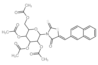 5-(2-萘基亚甲基)-3-(2,3,4,6-四-O-乙酰基-β-D-吡喃葡萄糖基)-2-硫代-4-噻唑烷酮 结构式