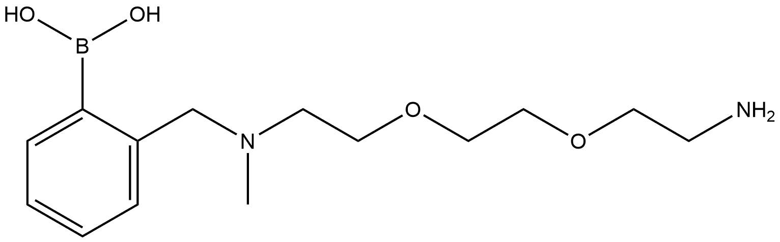 B-[2-[[[2-[2-(2-氨基乙氧基)乙氧基]乙基]甲氨基]甲基]苯基]硼酸 结构式
