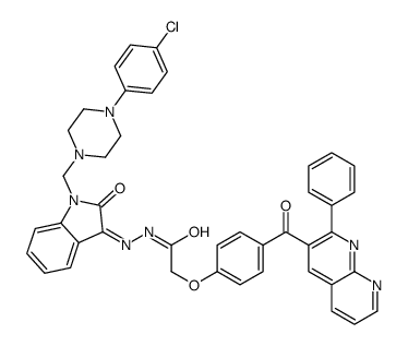 Acetic acid, 2-[4-[(2-phenyl-1,8-naphthyridin-3-yl)carbonyl]phenoxy]-, 2-[1-[[4-(4-chlorophenyl)-1-piperazinyl]methyl]-1,2-dihydro-2-oxo-3H-indol-3-ylidene]hydrazide 结构式