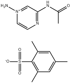 3-乙酰氨基-1-氨基吡嗪鎓 2,4,6-三甲基苯磺酸盐(1:1) 结构式