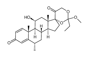 (6α,11β)-11-羟基-17,21-[(1-甲氧基亚丙基)双(氧基)]-6甲基孕甾-1,4-二烯-3,20-二酮 结构式