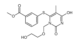 Benzoic acid, 3-[[1,2,3,6-tetrahydro-3-[(2-hydroxyethoxy)methyl]-5-methyl-2,6-dioxo-4-pyrimidinyl]thio]-, methyl ester 结构式