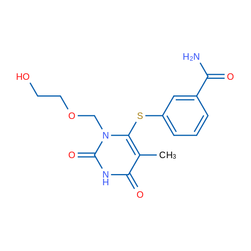 Benzamide, 3-[[1,2,3,6-tetrahydro-3-[(2-hydroxyethoxy)methyl]-5-methyl-2,6-dioxo-4-pyrimidinyl]thio]- 结构式
