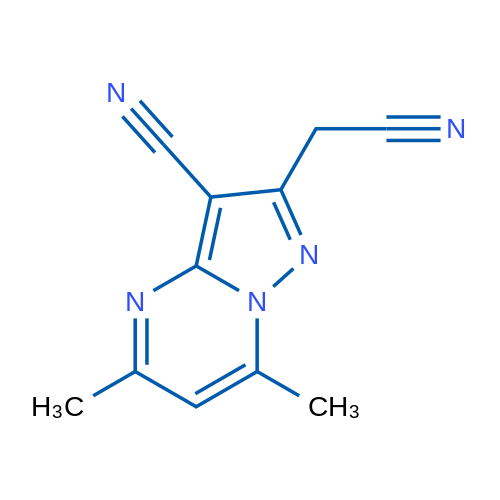 2-(氰基甲基)-5,7-二甲基吡唑并[1,5-A]嘧啶-3-甲腈 结构式