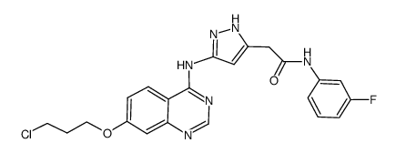 2-(3-((7-(3-氯丙氧基)喹唑啉-4-基)氨基)-1H-吡唑-5-基)-N-(3-氟苯基)乙酰胺 结构式