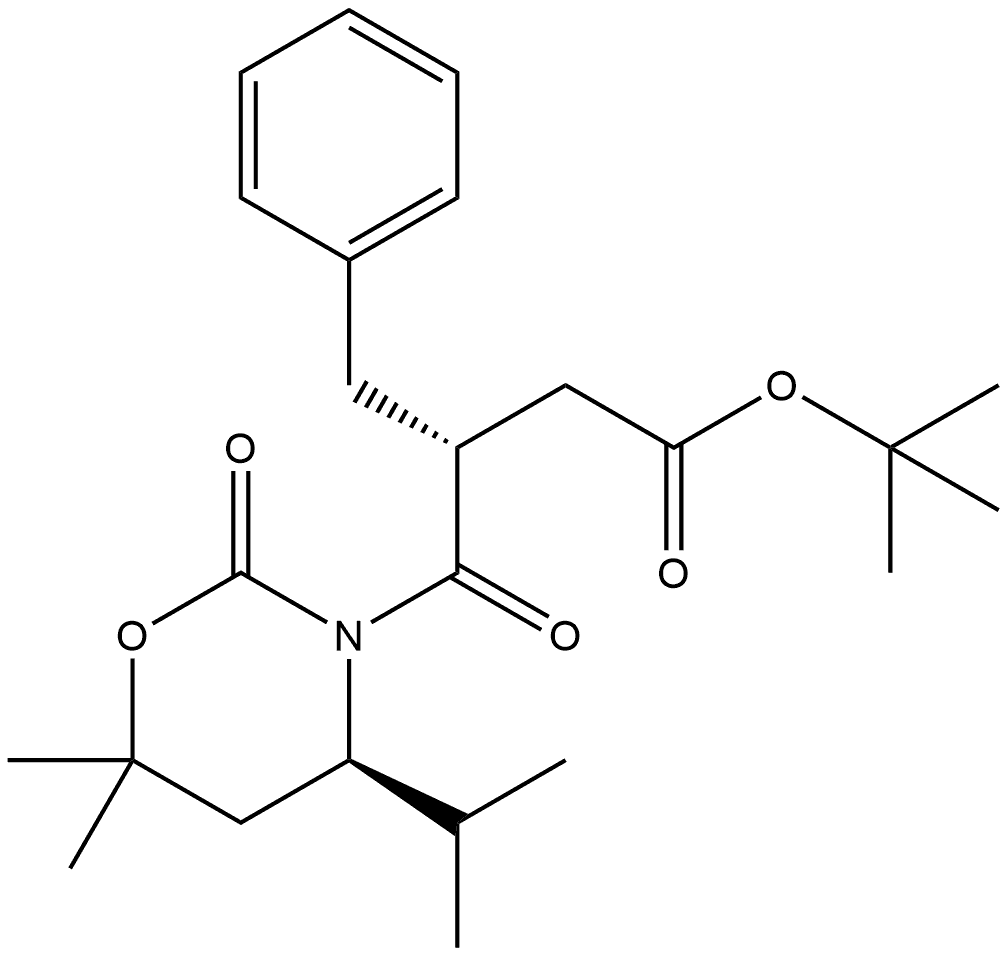 2H-1,3-Oxazine-3(4H)-butanoic acid, dihydro-6,6-dimethyl-4-(1-methylethyl)-γ,2-dioxo-β-(phenylmethyl)-, 1,1-dimethylethyl ester, (βR,4R)- 结构式