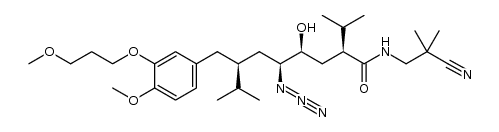 Benzeneoctanamide, δ-azido-N-(2-cyano-2-methylpropyl)-γ-hydroxy-4-methoxy-3-(3-methoxypropoxy)-α,ζ-bis(1-methylethyl)-, (αS,γS,δS,ζS)- 结构式