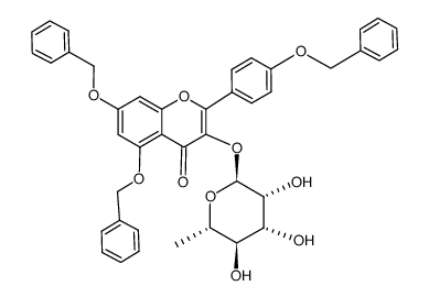 4H-1-Benzopyran-4-one, 3-[(6-deoxy-α-L-mannopyranosyl)oxy]-5,7-bis(phenylmethoxy)-2-[4-(phenylmethoxy)phenyl]- 结构式