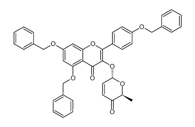 4H-1-Benzopyran-4-one, 3-[[(2S,6S)-5,6-dihydro-6-methyl-5-oxo-2H-pyran-2-yl]oxy]-5,7-bis(phenylmethoxy)-2-[4-(phenylmethoxy)phenyl]- 结构式