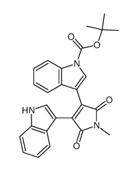 1H-Indole-1-carboxylic acid, 3-[2,5-dihydro-4-(1H-indol-3-yl)-1-methyl-2,5-dioxo-1H-pyrrol-3-yl]-, 1,1-dimethylethyl ester 结构式