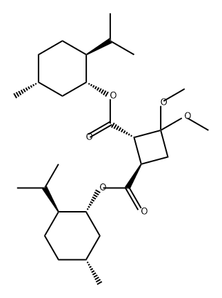 1,2-环丁二甲酸-3,3-二甲氧基-1,2-双[(1R,2S,5R)-5-甲基-2-(1-甲基乙基)环己基]酯,(1R,2S)- 结构式