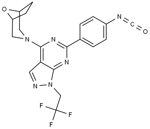 8-氧杂-3-氮杂双环[3.2.1]辛烷,3-[6-(4-异氰酸根合苯基)-1-(2,2,2-三氟乙基)-1H-吡唑并[3,4-d]嘧啶-4-yl]- 结构式