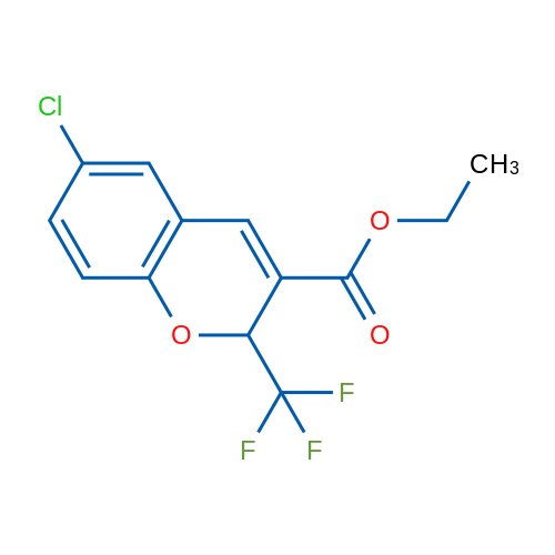 6-氯-2-(三氟甲基)-2H-苯并吡喃-3-羧酸乙酯 结构式