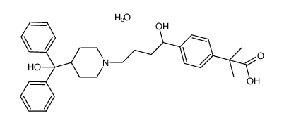 4-[1-羟基-4-[4-(羟基二苯甲基)-1-哌啶基]丁基]-α,α-二甲基苯乙酸 一水合物 结构式