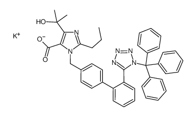 1H-Imidazole-5-carboxylic acid, 4-(1-hydroxy-1-methylethyl)-2-propyl-1-[[2'-[1-(triphenylmethyl)-1H-tetrazol-5-yl][1,1'-biphenyl]-4-yl]methyl]-, potassium salt (1:1) 结构式