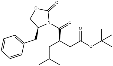 (R)-叔-丁基 3-((S)-4-苯甲基-2-氧亚基噁唑烷-3-羰基)-5-甲基己酯 结构式