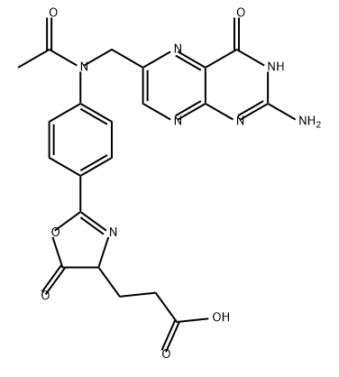 4-Oxazolepropanoic acid, 2-[4-[acetyl[(2-amino-3,4-dihydro-4-oxo-6-pteridinyl)methyl]amino]phenyl]-4,5-dihydro-5-oxo- 结构式