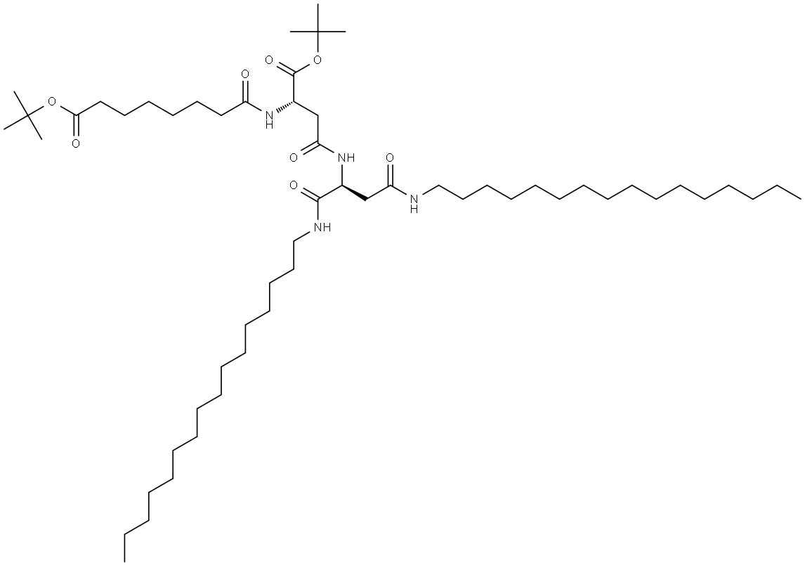 L-Aspartamide, N-[8-(1,1-dimethylethoxy)-1,8-dioxooctyl]-L-β-aspartyl-N1,N4-dihexadecyl-, 1,1-dimethylethyl ester 结构式