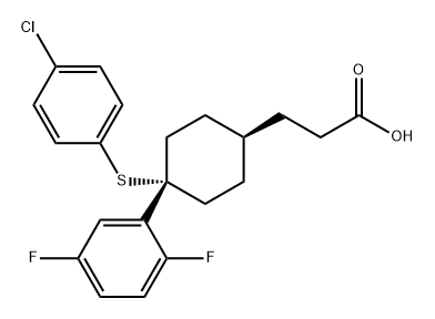 顺-4-[(4-氯苯基)硫代]-4-(2,5-二氟苯基)环己烷丙酸 结构式