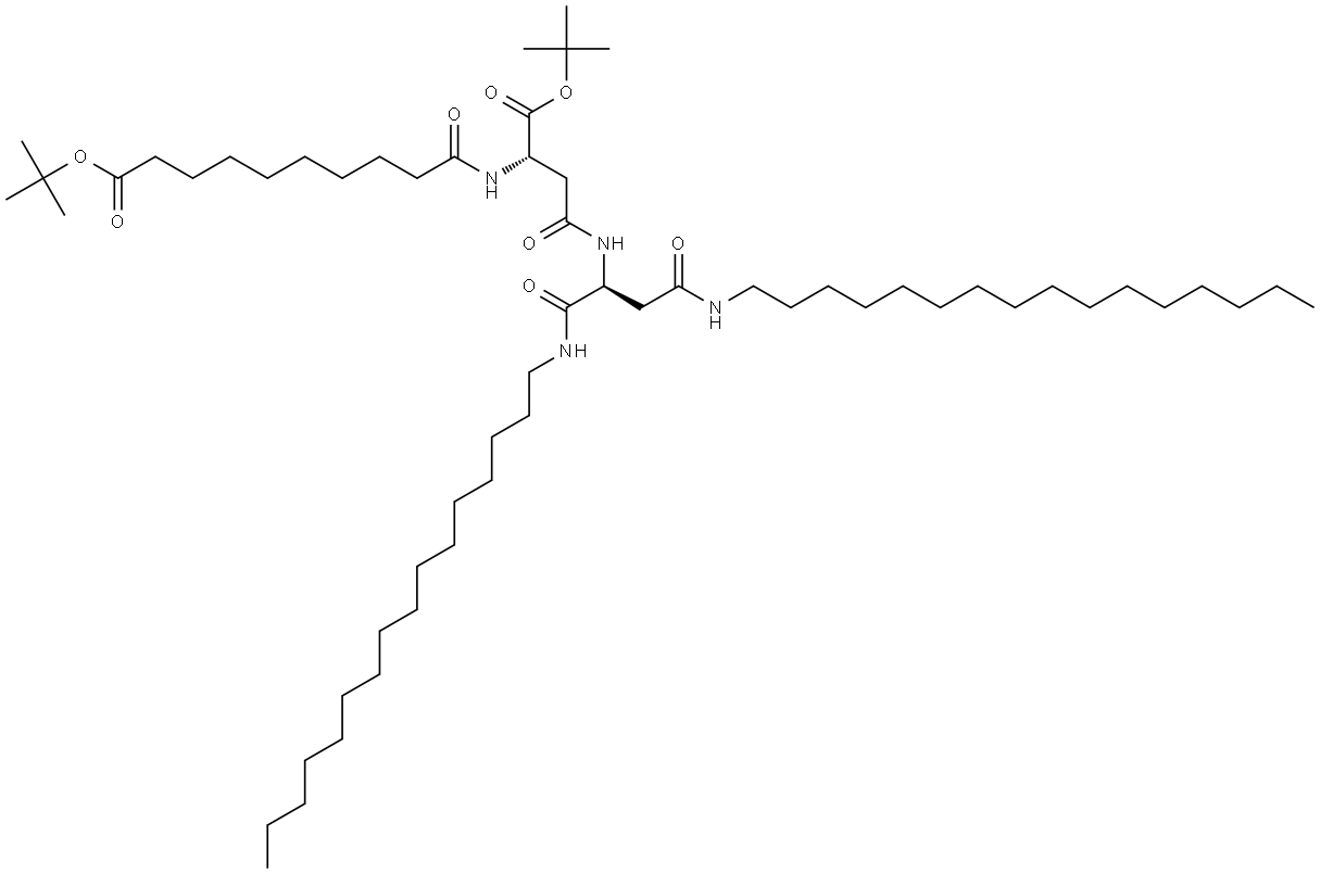 L-Aspartamide, N-[10-(1,1-dimethylethoxy)-1,10-dioxodecyl]-L-β-aspartyl-N1,N4-dihexadecyl-, 1,1-dimethylethyl ester 结构式