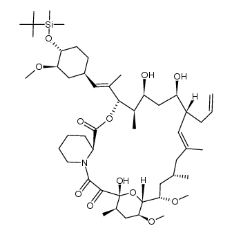 15,19-Epoxy-3H-pyrido[2,1-c][1,4]oxaazacyclotricosine-1,20,21(23H)-trione, 3-[2-[4-[[(1,1-dimethylethyl)dimethylsilyl]oxy]-3-methoxycyclohexyl]-1-methylethenyl]-4,5,6,7,8,11,12,13,14,15,16,17,18,19,24,25,26,26a-octadecahydro-5,7,19-trihydroxy-14,16-dimethoxy-4,10,12,18-tetramethyl-8-(2-propenyl)-, [3S-[3R*[E(1S*,3S*,4S*)],4S*,5R*,7R*,8S*,9E,12R*,14R*,15S*,16R*,18S*,19S*,26aR*]]- 结构式