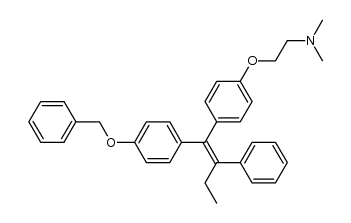 N,N-二甲基-2-[4-[(1Z)-2-苯基-1-[4-(苯基甲氧基)苯基]-1-丁烯-1-基]苯氧基]乙胺 结构式