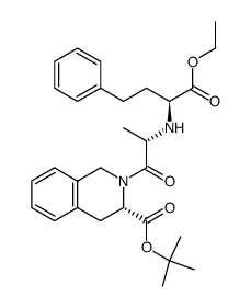 3-Isoquinolinecarboxylic acid, 2-[(2S)-2-[[(1S)-1-(ethoxycarbonyl)-3-phenylpropyl]amino]-1-oxopropyl]-1,2,3,4-tetrahydro-, 1,1-dimethylethyl ester, (3S)- (9CI) 结构式