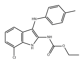氨基甲酸 [7-氯-3-[(4-甲基苯基)氨基]-1H-吲哚-2-基]乙酯 结构式