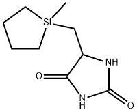 5-[(1-甲基硅杂环戊-1-基)甲基]-2,4-咪唑烷二酮 结构式