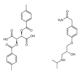 Butanedioic acid, 2,3-bis[(4-methylbenzoyl)oxy]-, (2R,3R)-, compd. with 4-[(2R)-2-hydroxy-3-[(1-methylethyl)amino]propoxy]benzeneacetamide (1:1) 结构式