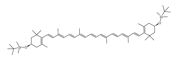 (3R,3'R)-3,3'-双[[(1,1-二甲基乙基)二甲基硅基]氧基]-β,β-胡萝卜素 结构式