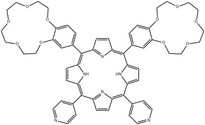 21H,23H-Porphine, 5,10-bis(2,3,5,6,8,9,11,12-octahydro-1,4,7,10,13-benzopentaoxacyclopentadecin-15-yl)-15,20-di-4-pyridinyl- 结构式