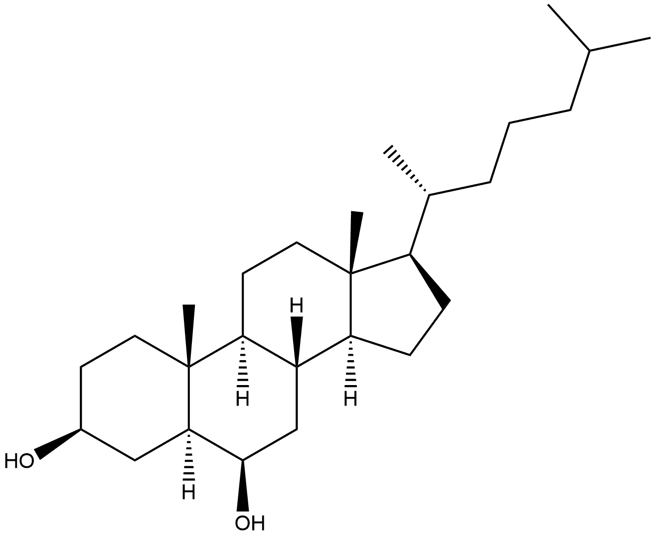 (3β,5α,6β)-胆甾烷-3,6-二醇 结构式