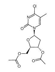 2(1H)-Pyrimidinone, 4-chloro-1-(3,5-di-O-acetyl-2-deoxy-β-D-erythro-pentofuranosyl)-5-methyl- 结构式