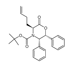 (3S,5S,6R)-3-(3-Butenyl)-2-oxo-5,6-diphenyl-4-Morpholinecarboxylic Acid tert-Butyl Ester 结构式