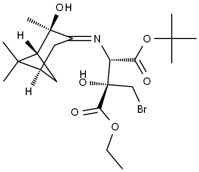 L-Aspartic acid, 3-(bromomethyl)-3-hydroxy-N-[(1R,2R,5R)-2-hydroxy-2,6,6-trimethylbicyclo[3.1.1]hept-3-ylidene]-, 1-(1,1-dimethylethyl) 4-ethyl ester, [N(E),3S]- 结构式