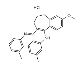 5H-Benzocyclohepten-9-amine, 6,7-dihydro-3-methoxy-N-(3-methylphenyl)-8-[[(3-methylphenyl)imino]methyl]-, hydrochloride (1:1) 结构式
