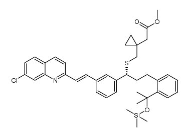 Cyclopropaneacetic acid, 1-[[[(1R)-1-[3-[(1E)-2-(7-chloro-2-quinolinyl)ethenyl]phenyl]-3-[2-[1-methyl-1-[(trimethylsilyl)oxy]ethyl]phenyl]propyl]thio]methyl]-, methyl ester 结构式