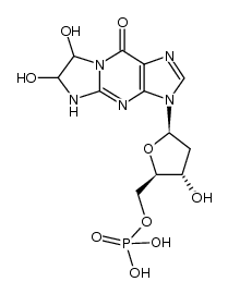 9H-Imidazo[1,2-a]purin-9-one, 3-(2-deoxy-5-O-phosphono-β-D-erythro-pentofuranosyl)-3,5,6,7-tetrahydro-6,7-dihydroxy- 结构式