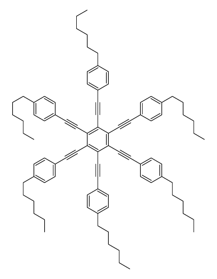 Benzene,1,2,3,4,5,6-hexakis[2-(4-hexylphenyl)ethynyl]- 结构式