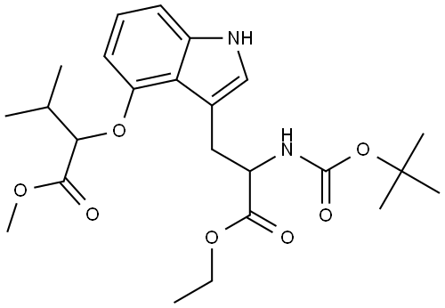 N-叔丁氧羰基-4-(1-甲氧羰基-2-甲基丙氧基)色氨酸乙酯 结构式
