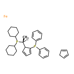 (S)-(+)-1-[(R)-2-(二苯基膦)二茂铁]乙基二环己基膦 结构式