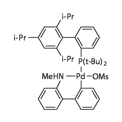 甲烷磺酸(2-二-叔丁基膦-2',4',6'-三异丙基联苯)(2'-甲胺基-1,1'-联苯-2-基)钯(II) 结构式