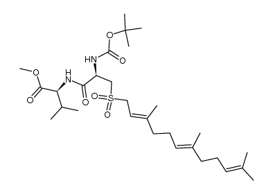 L-Valine, N-[N-[(1,1-dimethylethoxy)carbonyl]-3-[(3,7,11-trimethyl-2,6,10-dodecatrienyl)sulfonyl]-L-alanyl]-, methyl ester, (E,E)- 结构式