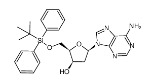 9H-Purin-6-amine, 9-[2-deoxy-5-O-[(1,1-dimethylethyl)diphenylsilyl]-β-D-threo-pentofuranosyl]- 结构式