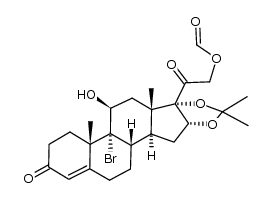9-溴-11β-羟基-16α,17-(异丙亚二氧基)-3,20-二氧代孕甾-4-烯-21-基甲酸酯 结构式