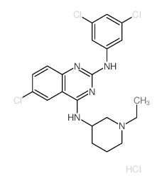 6-氯-N2-(3,5-二氯苯基)-N4-(1-乙基-3-哌啶基)-2,4-喹唑啉二胺 二盐酸盐 结构式